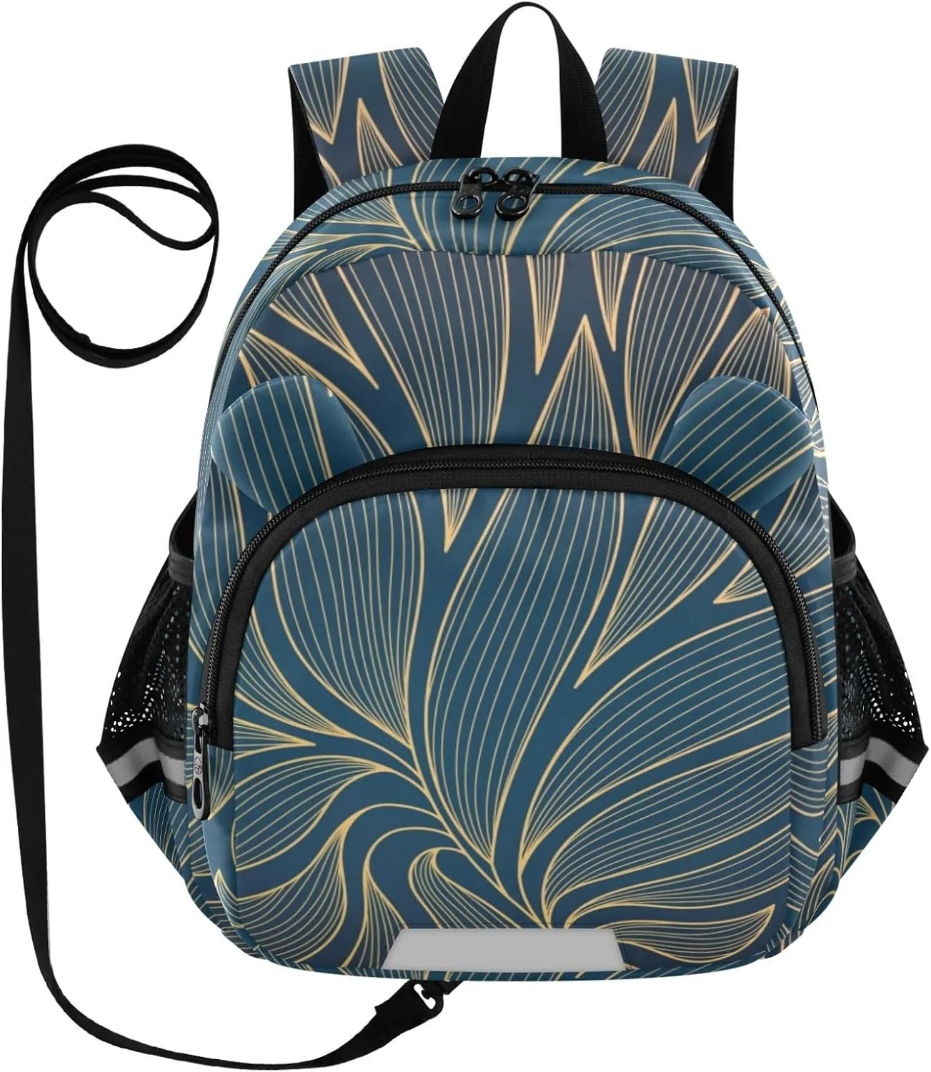 Kids Backpack Golden Leaves Modern Stripes Toddler Bookbag, Mini Travel Bag for Baby Girl Boy 3-6 Years M
