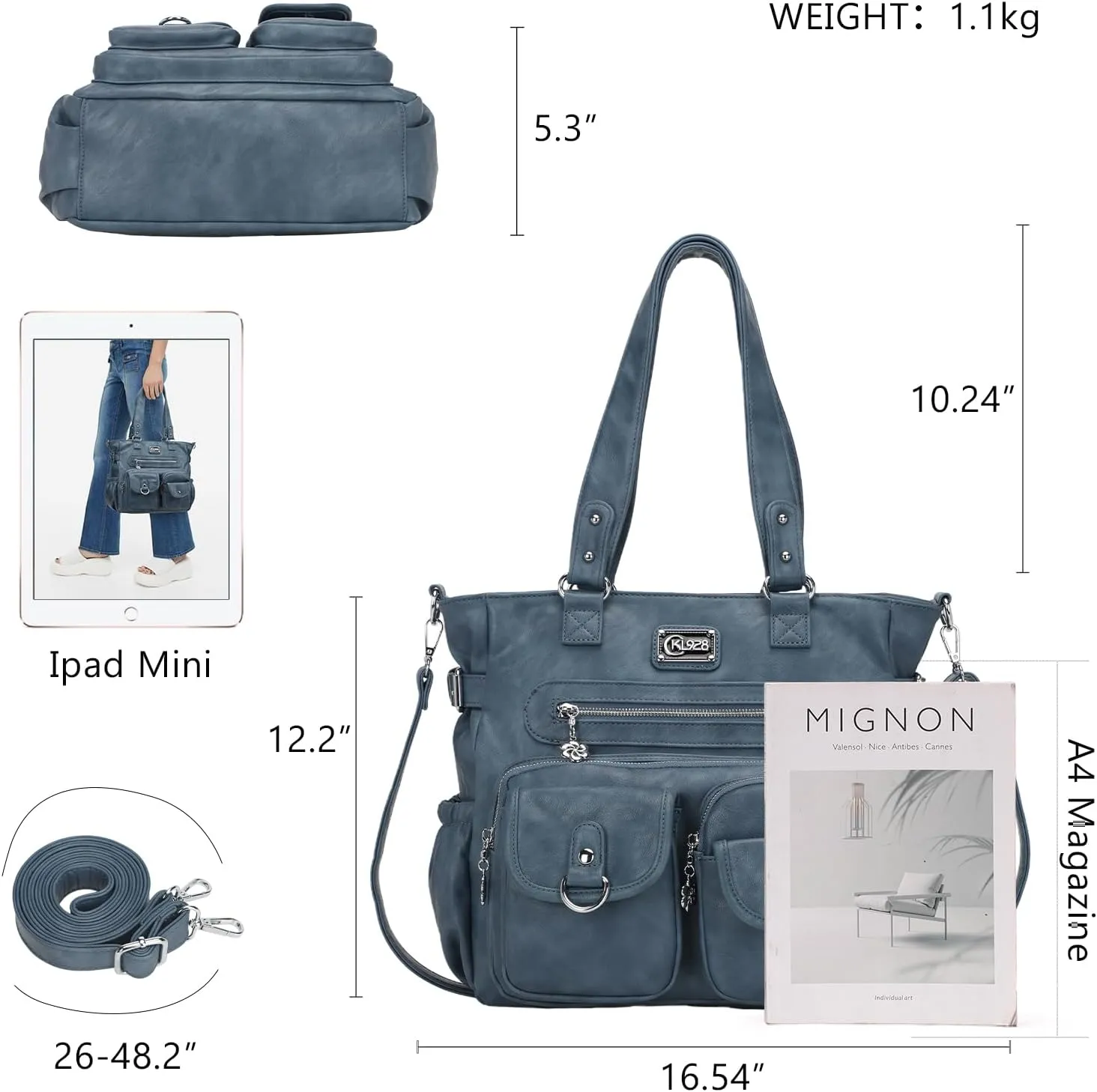 KL928 Large Purses for Women Shoulder Bag Tote Handbags Stylish Vegan Leather Hobo Bags Ladies