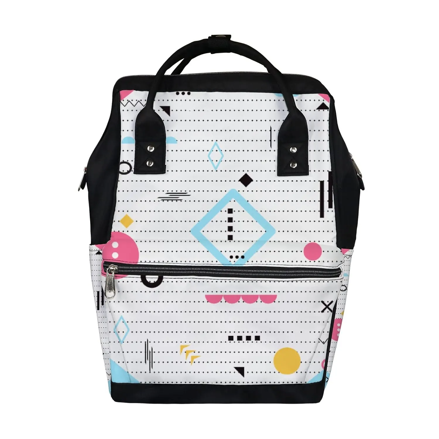 Kuizee Diaper Bag Backpack Multifunction Bag Funky Geometric Modern Art Mutispandex Big Capacity Casual Daypack Mummy Bag Maternity Bag 17 Inch