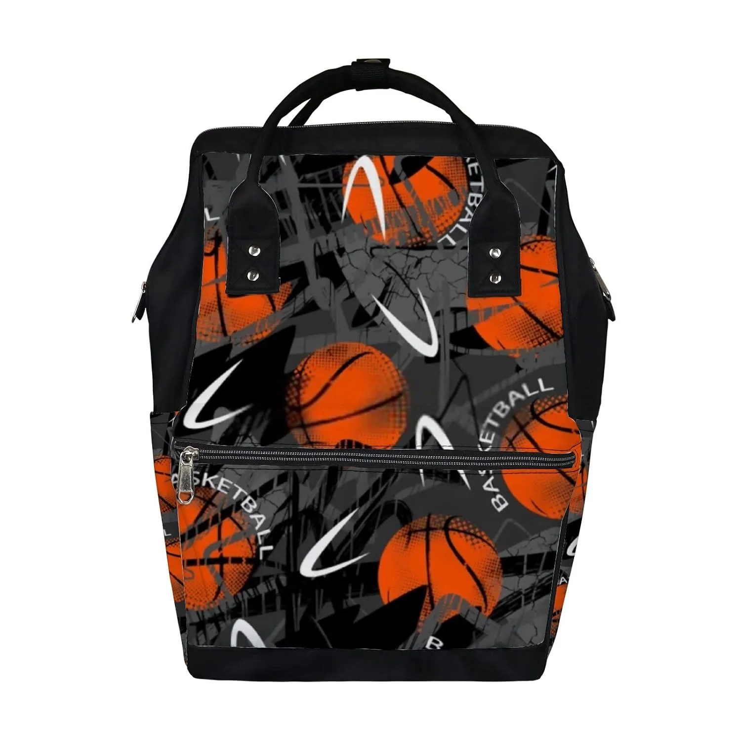Kuizee Diaper Bag Backpack Multifunction Bag Grunge Urban Style Modern Basketball Mutispandex Big Capacity Casual Daypack Mummy Bag Maternity Bag 17 Inch