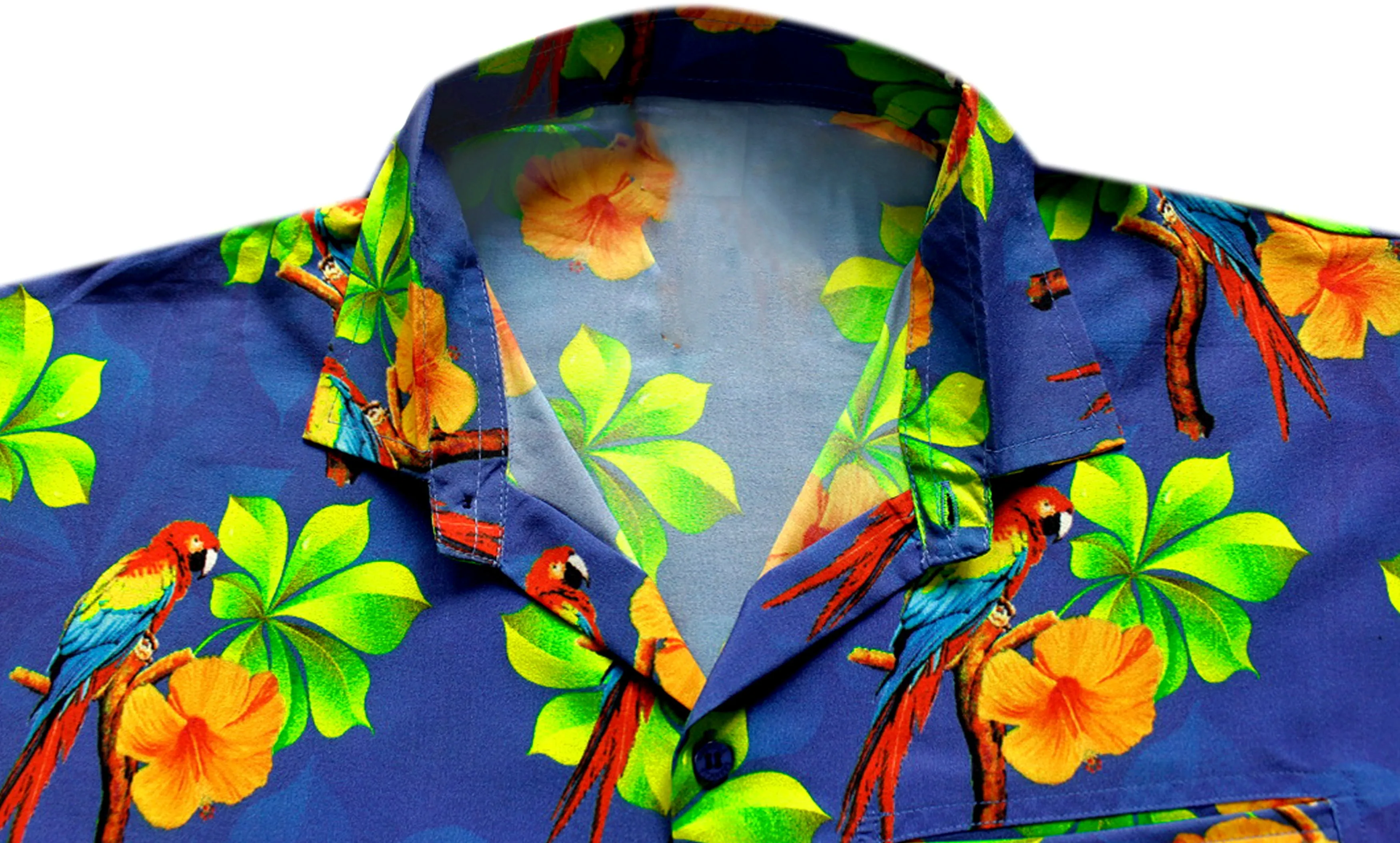 LA LEELA Shirt Casual Button Down Short Sleeve Beach Shirt Men Aloha Pocket shirt Blue_W591