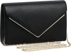 Labair Chic Vegan Leather Clutch Bag Envelope Clutch Purses for Women Evening Wedding Formal Party Handbag.
