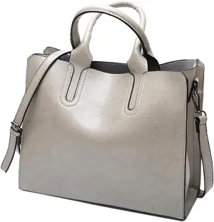 Ladies Shoulder Bag Fashion Solid Color Vintage Zipper Large Capacity Shoulder Handbag Handbags for (Grey, One Size)