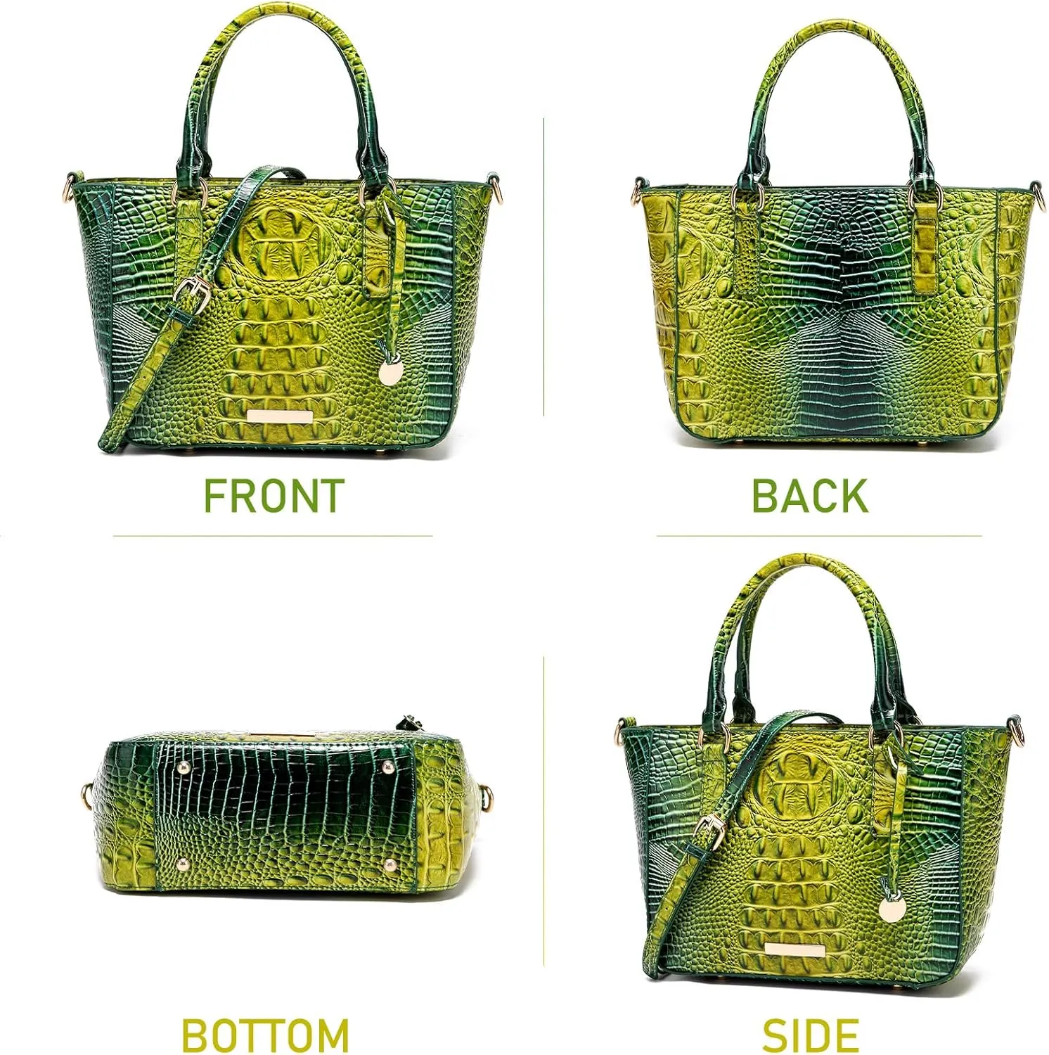 Ladies Tote Leather Bags for Women Crocodile Embossed Zipper Satchel Purse Elegant Compartments Crossbody Work