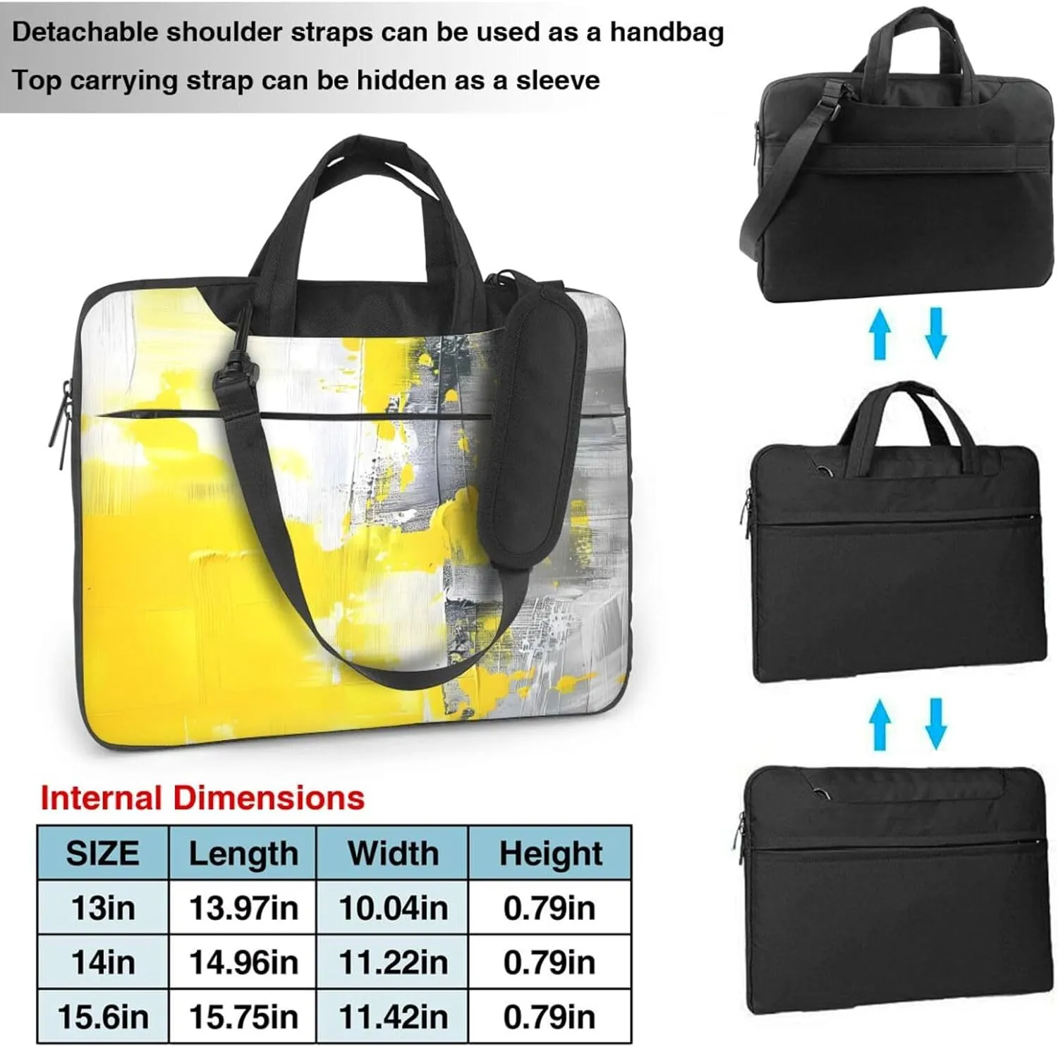 Laptop Bag Case Modern Art Yellow Beige Grey Texture Computer Messenger Shoulder Bag Laptop Sleeve Briefcase