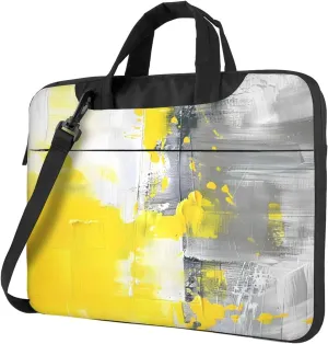 Laptop Bag Case Modern Art Yellow Beige Grey Texture Computer Messenger Shoulder Bag Laptop Sleeve Briefcase