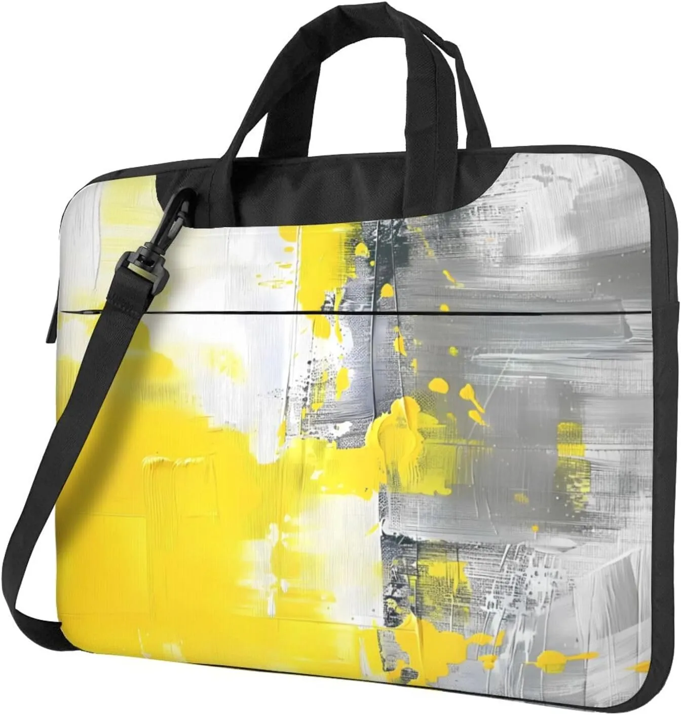 Laptop Bag Case Modern Art Yellow Beige Grey Texture Computer Messenger Shoulder Bag Laptop Sleeve Briefcase