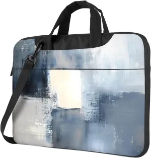 Laptop Bag Case Modern Blue Gray Art Painting Computer Messenger Shoulder Bag Laptop Sleeve Briefcase