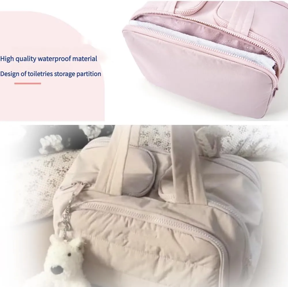 Large Capacity Wide-Open Travel Cosmetic Bag,Humidity Travel Cosmetic Bag,Cureeway Large Capacity TravelCosmetic Bags,4-In-1 Multi-Functional Toiletry Bag,Dry-And-Wet Separation (BLUE)