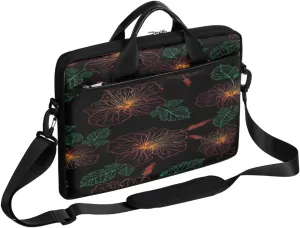 Light Blue Floral Flower Laptop Shoulder Messenger Bag Waterproof Laptop Briefcase with Handle and Padded Strap Case Sleeve