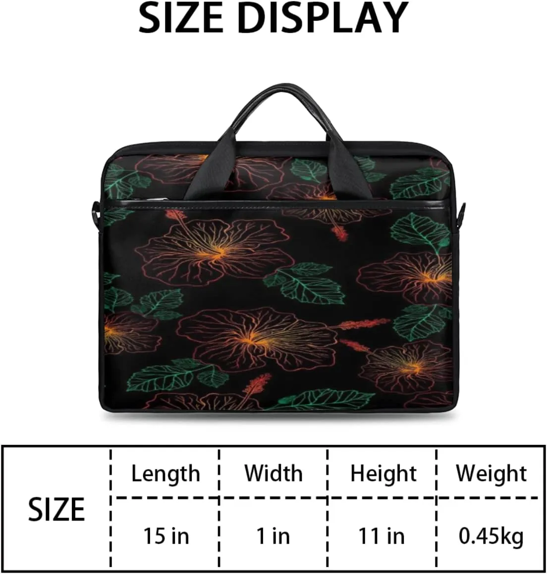 Light Blue Floral Flower Laptop Shoulder Messenger Bag Waterproof Laptop Briefcase with Handle and Padded Strap Case Sleeve