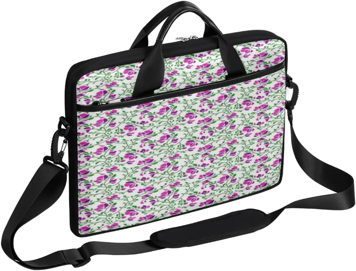 Light Blue Floral Flower Laptop Shoulder Messenger Bag Waterproof Laptop Briefcase with Handle and Padded Strap Case Sleeve