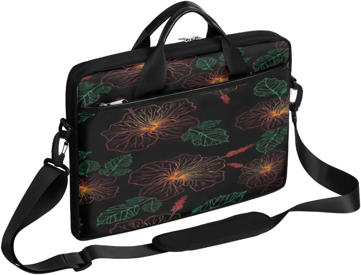 Light Blue Floral Flower Laptop Shoulder Messenger Bag Waterproof Laptop Briefcase with Handle and Padded Strap Case Sleeve