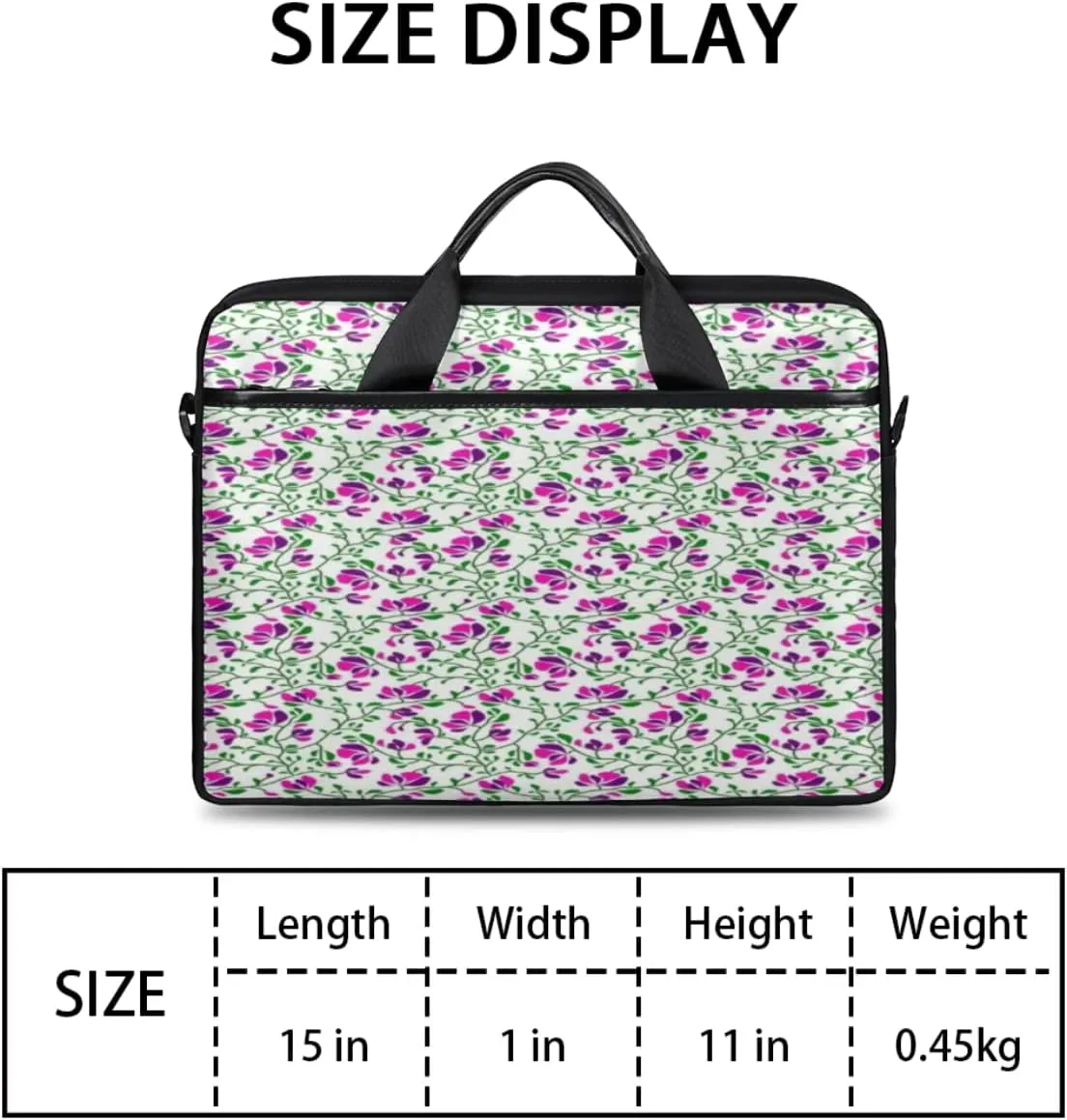 Light Blue Floral Flower Laptop Shoulder Messenger Bag Waterproof Laptop Briefcase with Handle and Padded Strap Case Sleeve