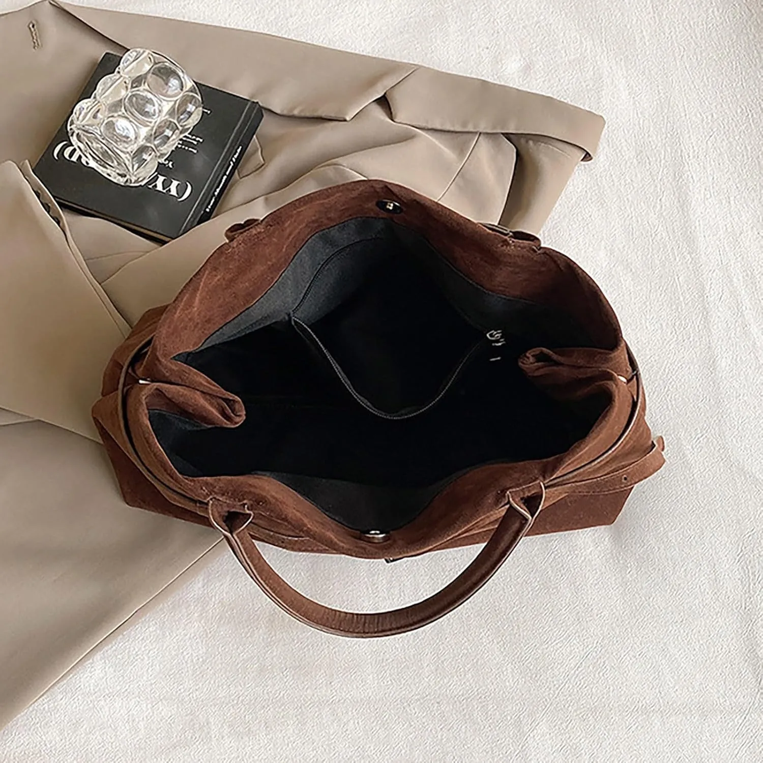 Lightweight 3 Compartment Faux Leather Medium Hobo Bag Hobo Bag, Women's Mini Handbag with Zip Closure and Woven Design