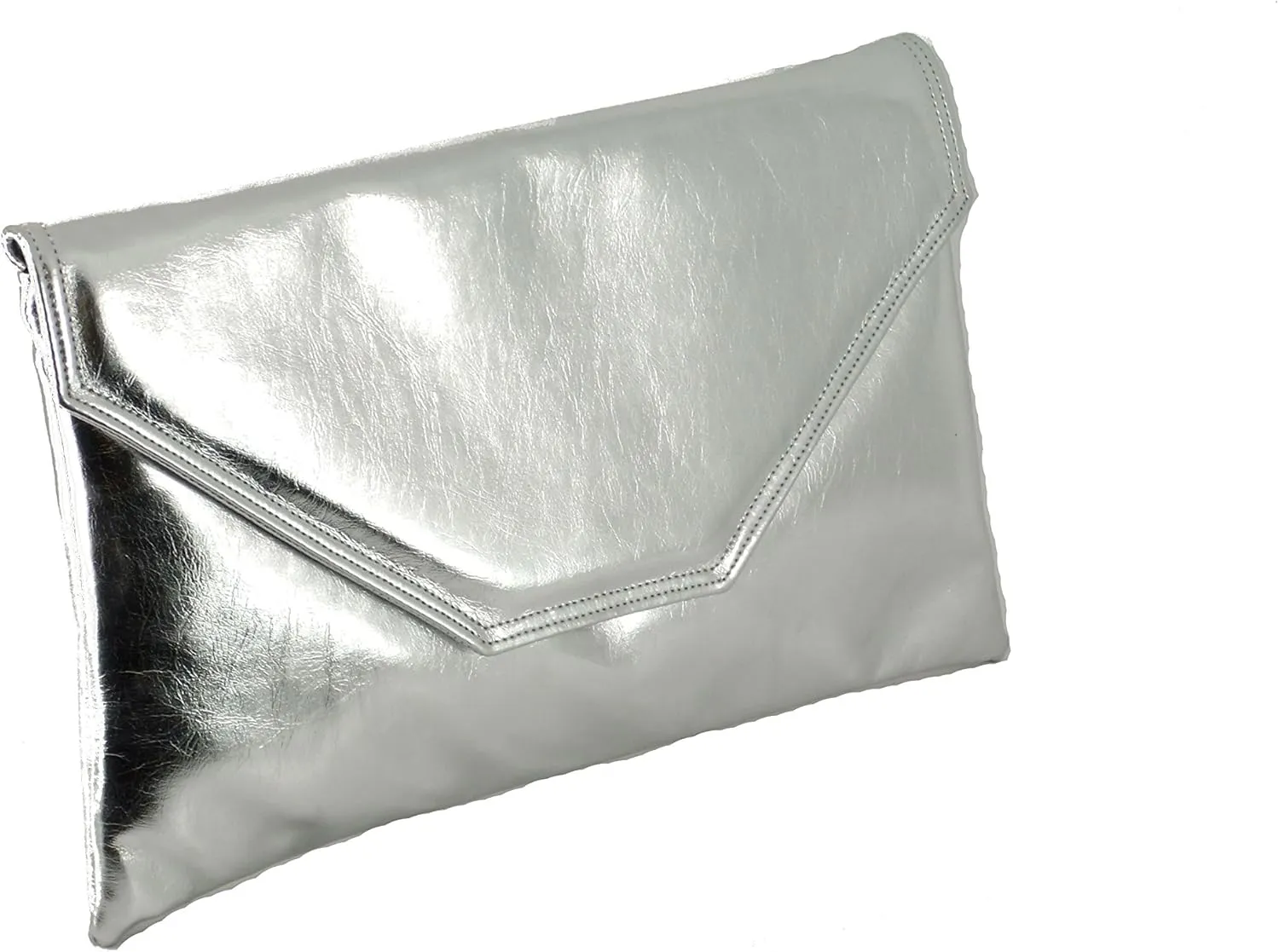 LONI Womens Stylish Large Envelope Metallic Clutch Bag/Shoulder Bag Wedding Party Prom Bag