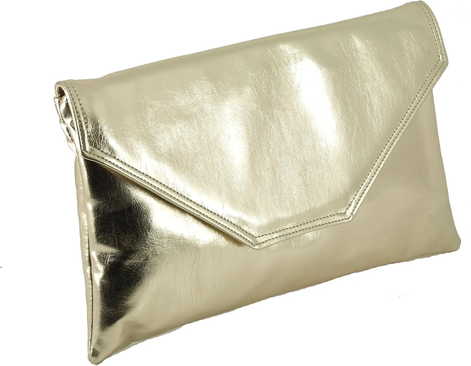 LONI Womens Stylish Large Envelope Metallic Clutch Bag/Shoulder Bag Wedding Party Prom Bag