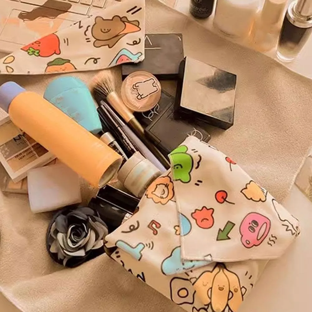 Magic Makeup Wrap, Self-Adhesive Magic Cloth Makeup Bag, Open Lay Flat Makeup Bag, Portable Cosmetic Bag, Multi-Functional Self-Adhesive Cloth Travel Makeup Bag for Lazy People (Beige 55cm)