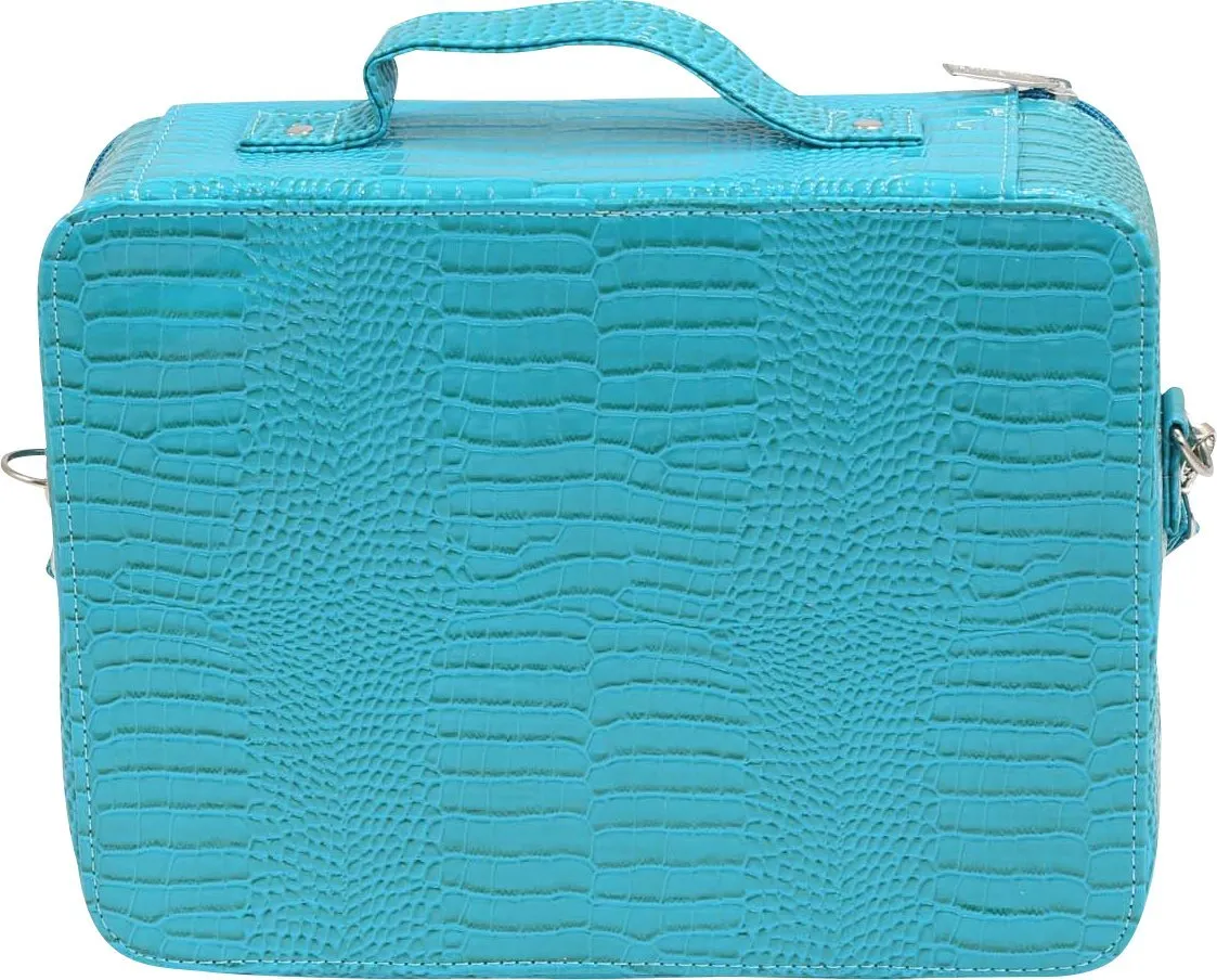 Makeup Bag for Women | Cosmopolitan Chic, Classy Travel Makeup Case | Insulated Cosmetic Bags with Interior Mesh Pocket | Waterproof Makeup Carrying Case with Top Handle | Blue Turquoise