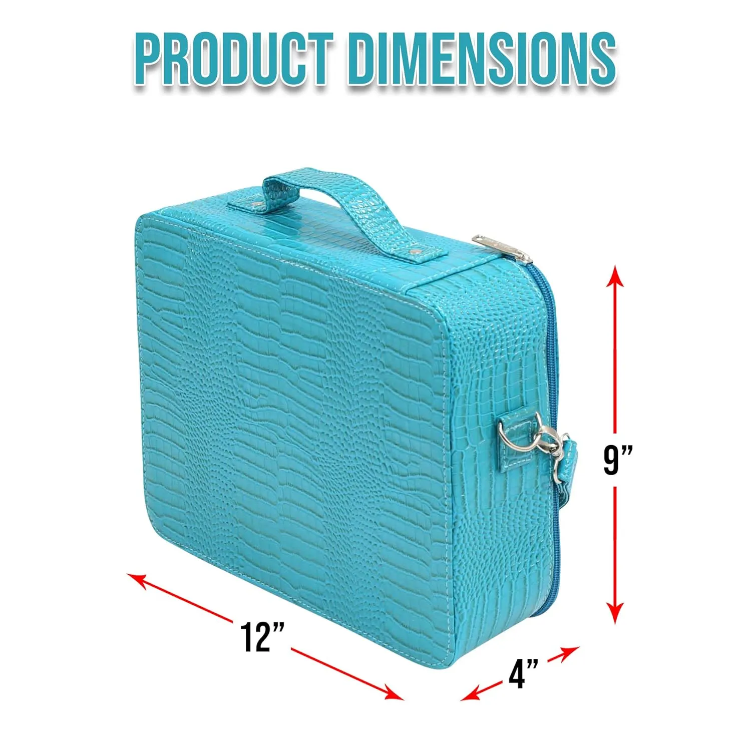 Makeup Bag for Women | Cosmopolitan Chic, Classy Travel Makeup Case | Insulated Cosmetic Bags with Interior Mesh Pocket | Waterproof Makeup Carrying Case with Top Handle | Blue Turquoise