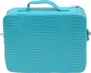 Makeup Bag for Women | Cosmopolitan Chic, Classy Travel Makeup Case | Insulated Cosmetic Bags with Interior Mesh Pocket | Waterproof Makeup Carrying Case with Top Handle | Blue Turquoise
