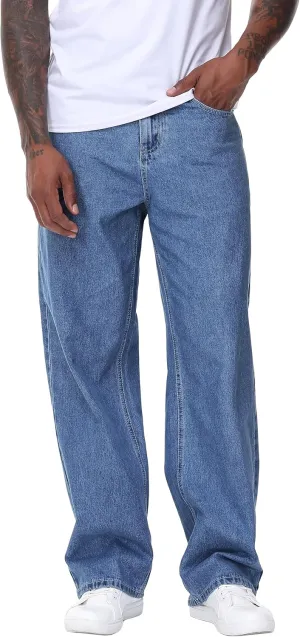 Men's Non-Stretch Relaxed Fit Wide-Leg Baggy Jeans Pants