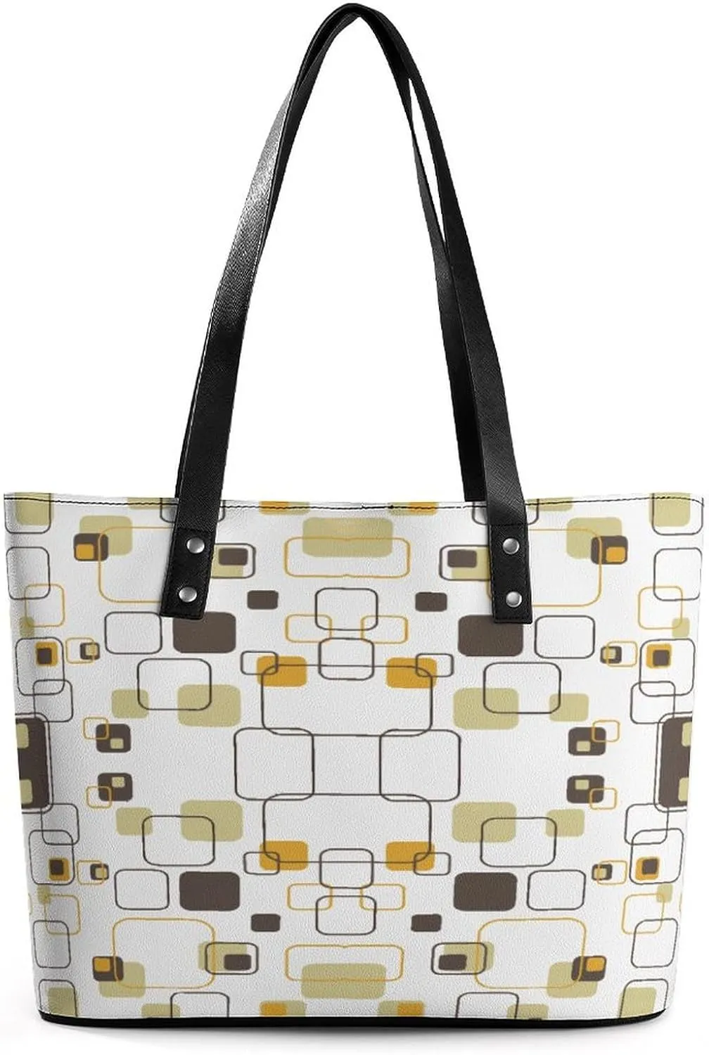 Mid-Century Modern Atomic Art Women Tote Bags Top Handle Satchel Handbags Faux Leather Tassel Shoulder Purse