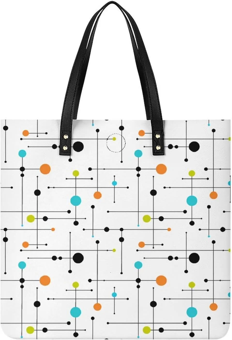 Mid-Century Modern Atomic Art Women Tote Bags Top Handle Satchel Handbags PU Faux Leather Tassel Shoulder Purse