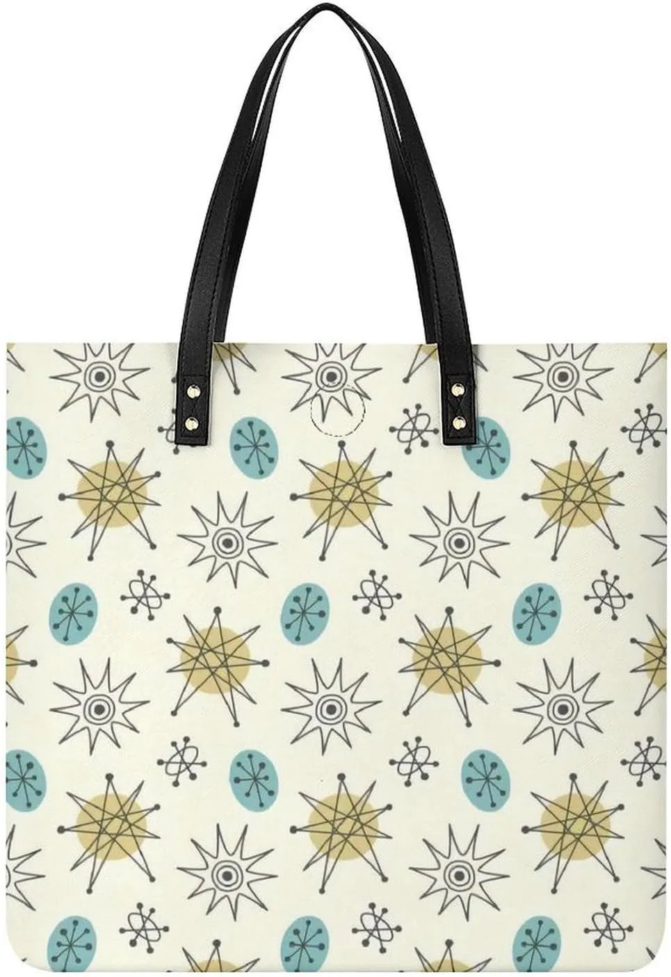 Mid-Century Modern Atomic Art Women Tote Bags Top Handle Satchel Handbags PU Faux Leather Tassel Shoulder Purse