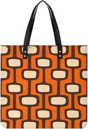 Mid Century Modern Atomic Pattern Women Tote Bags Top Handle Satchel Handbags PU Faux Leather Tassel Shoulder Purse