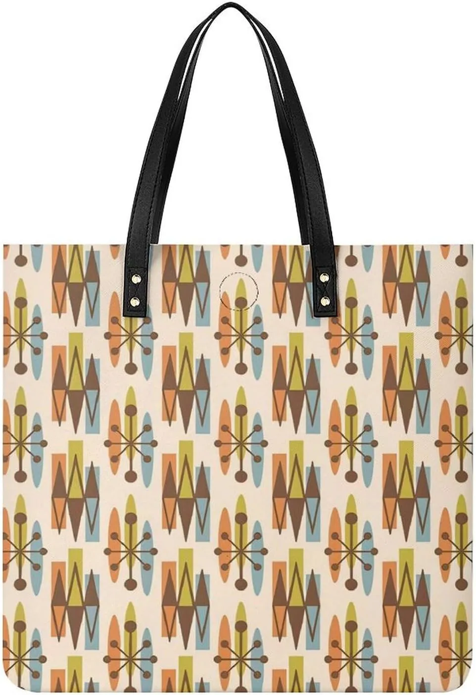 Mid Century Modern Atomic Triangles Women Tote Bags Top Handle Satchel Handbags PU Faux Leather Tassel Shoulder Purse