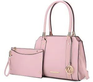 MKF Collection Crossbody Shoulder Handbag with wristlet for Women, Vegan Leather Top-Handle Satchel Purse bag