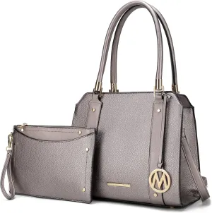 MKF Collection Crossbody Shoulder Handbag with wristlet for Women, Vegan Leather Top-Handle Satchel Purse bag