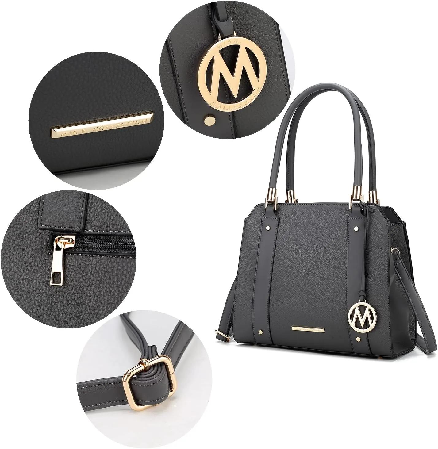 MKF Collection Crossbody Shoulder Handbag with wristlet for Women, Vegan Leather Top-Handle Satchel Purse bag
