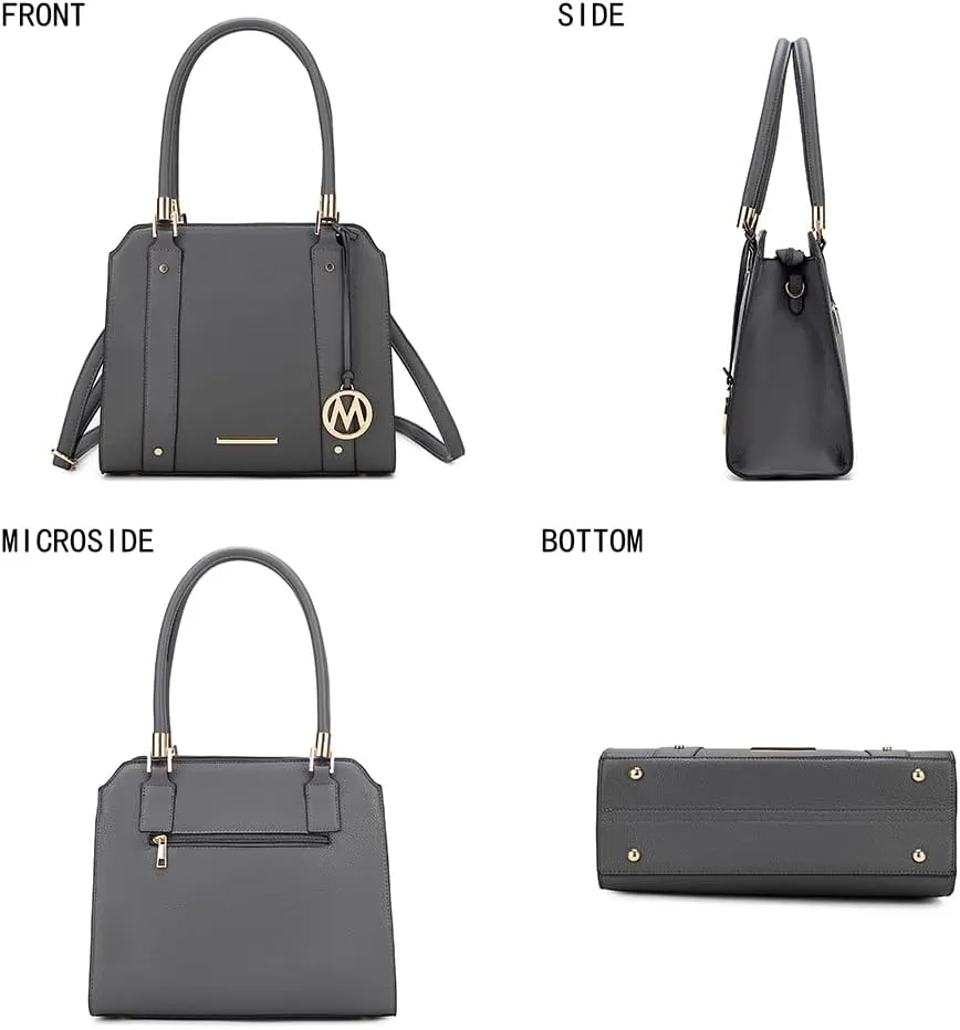 MKF Collection Crossbody Shoulder Handbag with wristlet for Women, Vegan Leather Top-Handle Satchel Purse bag