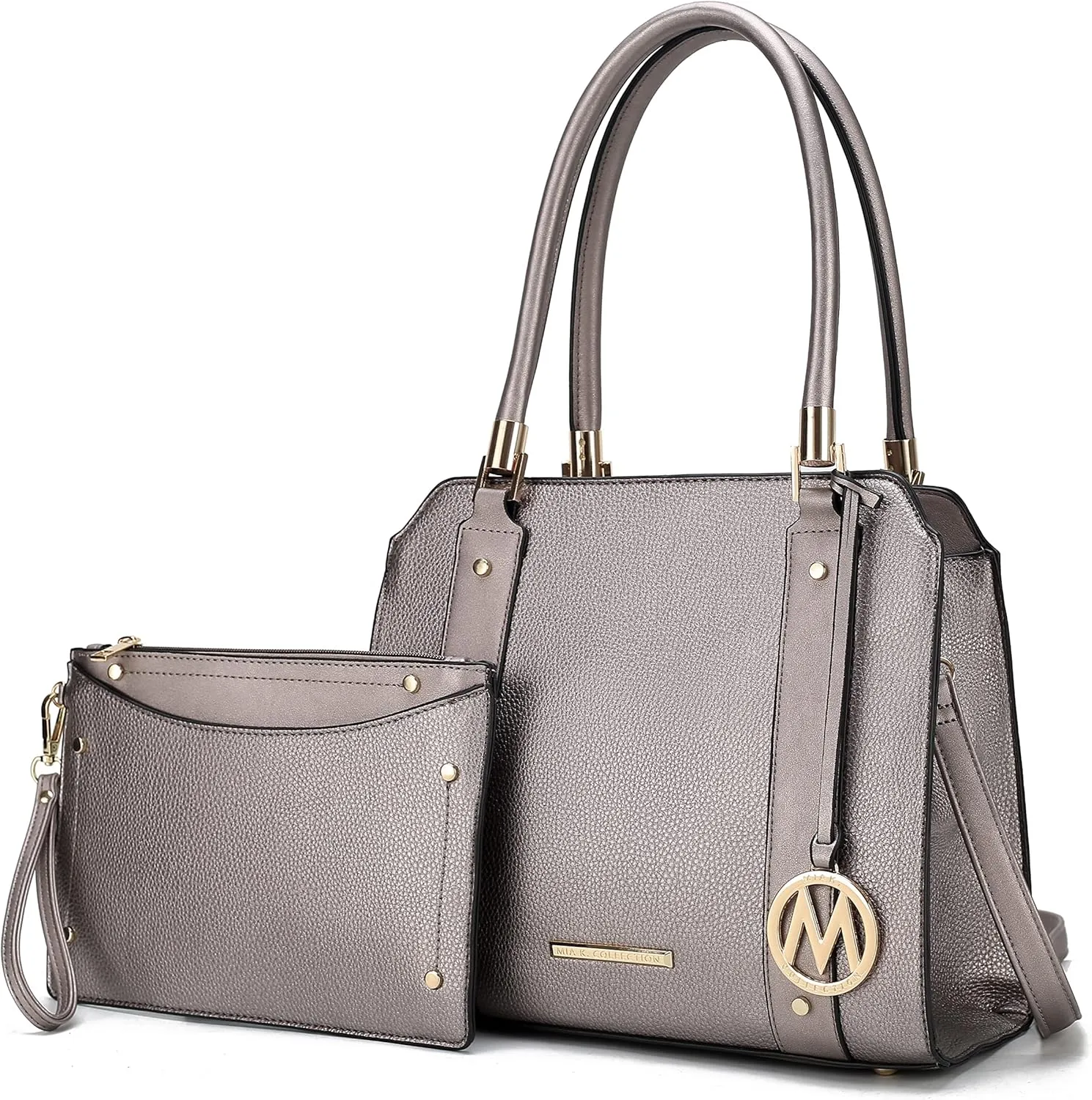 MKF Collection Crossbody Shoulder Handbag with wristlet for Women, Vegan Leather Top-Handle Satchel Purse bag