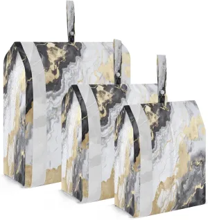 Modern Black Marble Packing Cubes for Travel 3 Set Compression Packing Cube Luggage Organizers for Suitcases