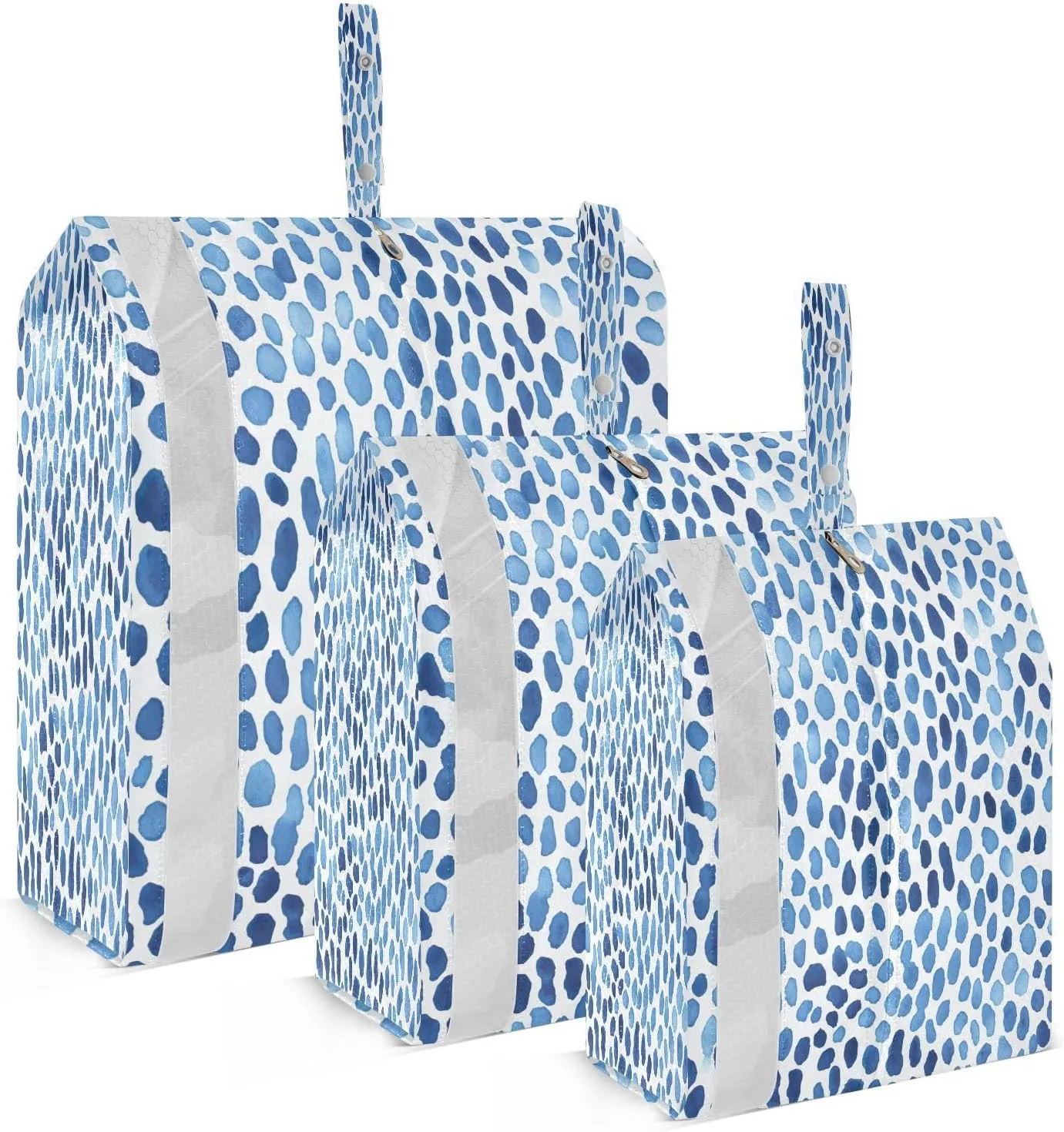 Modern Leopard Blue Packing Cubes for Travel 3 Set Packing Essentials Suitcase Organizer Bags for Travel Compression
