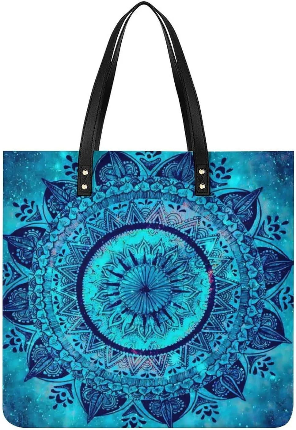 Modern Mandala Art Women Tote Bags Top Handle Satchel Handbags PU Faux Leather Tassel Shoulder Purse