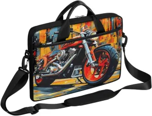 Modern Motorcycle Style Laptop Shoulder Bag for 14" 15" Tablet Computer Notebook Sleeve Messenger Bag Carrying Case with Strap Briefcase Tote