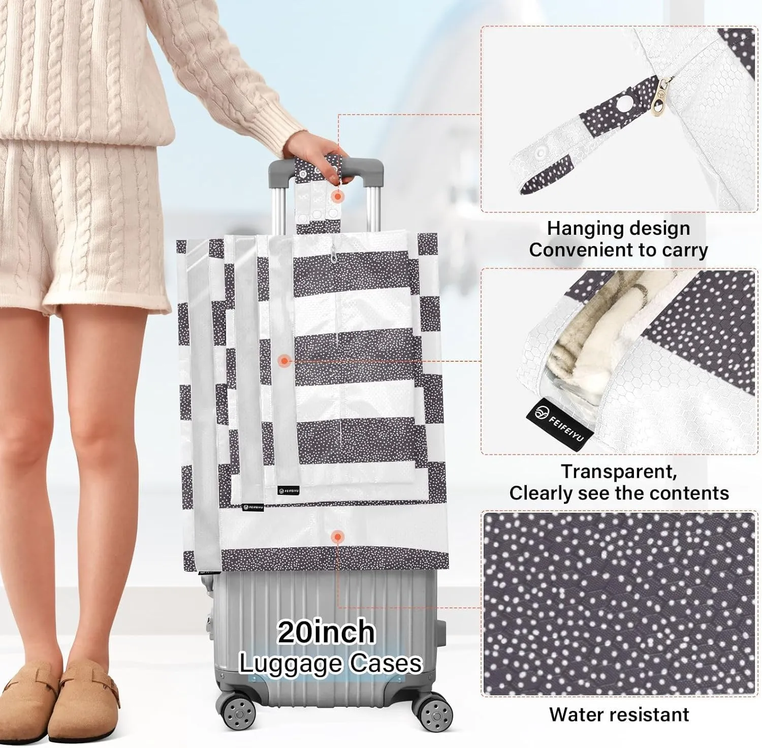 Modern Stripes 3 Set Travel Packing Cubes For Suitcases, Foldable, Garment Bag Closet Storage, Luggage Space Saver, Organizadores De Maletas Para
