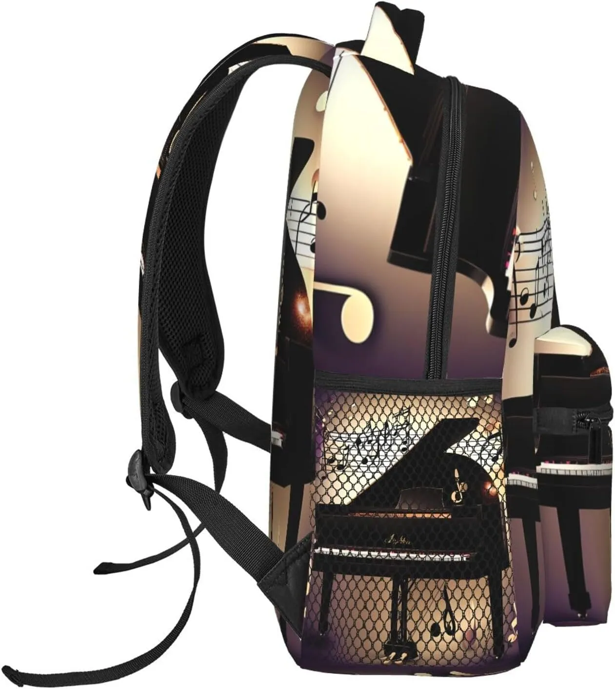 Music Note Piano Print Laptop Backpack Stylish Bookbag College Daypack Travel Business Work Bag For Men Women