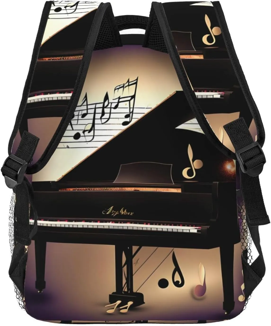 Music Note Piano Print Laptop Backpack Stylish Bookbag College Daypack Travel Business Work Bag For Men Women