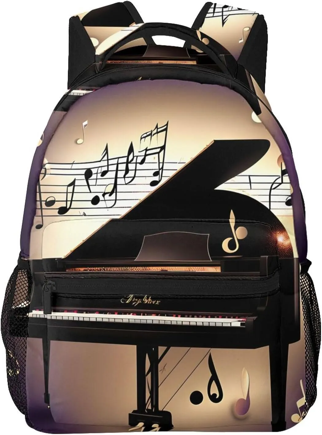 Music Note Piano Print Laptop Backpack Stylish Bookbag College Daypack Travel Business Work Bag For Men Women