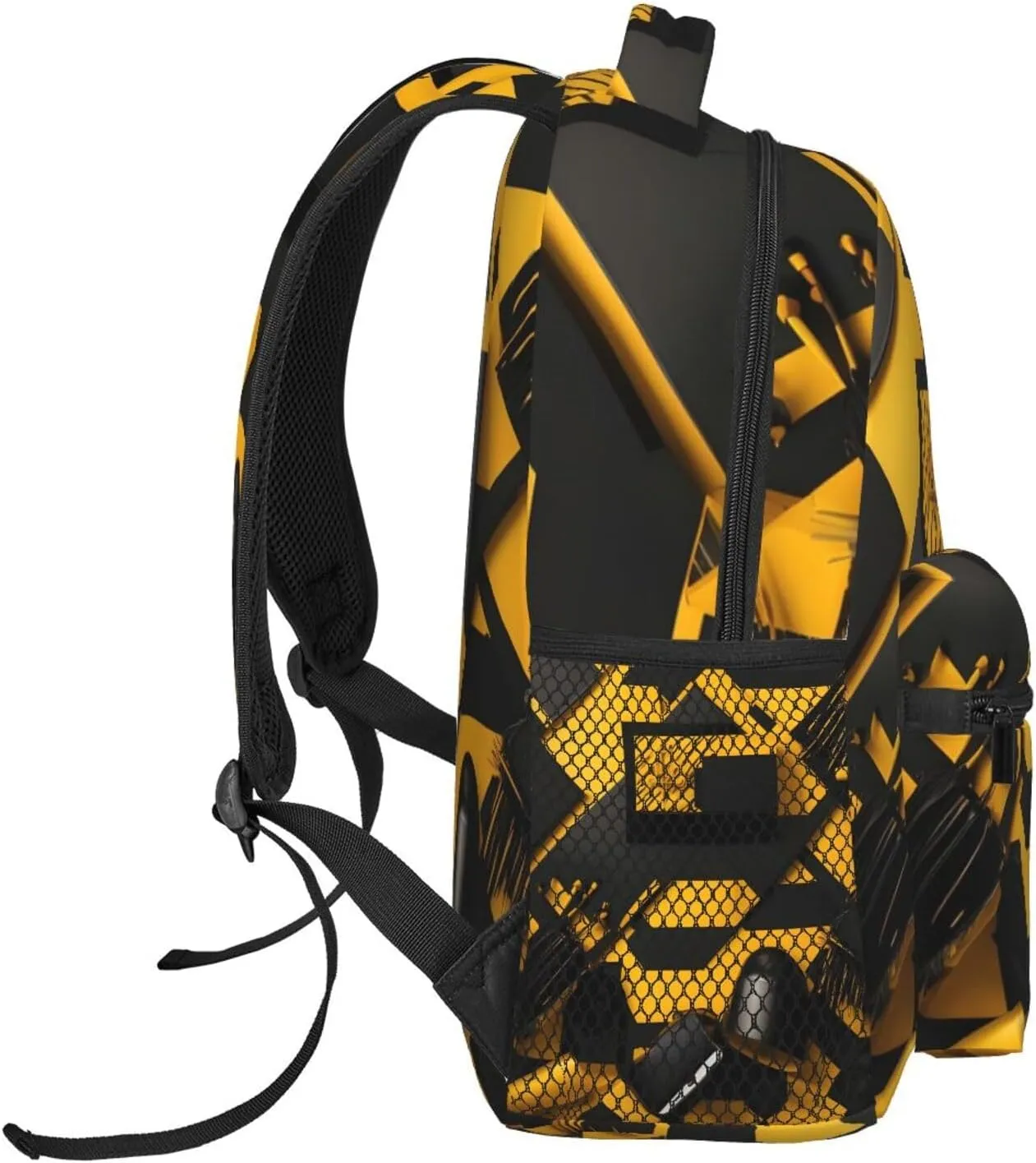 Mustard Yellow And Black Print Laptop Backpack Stylish Bookbag College Daypack Travel Business Work Bag For Men Women