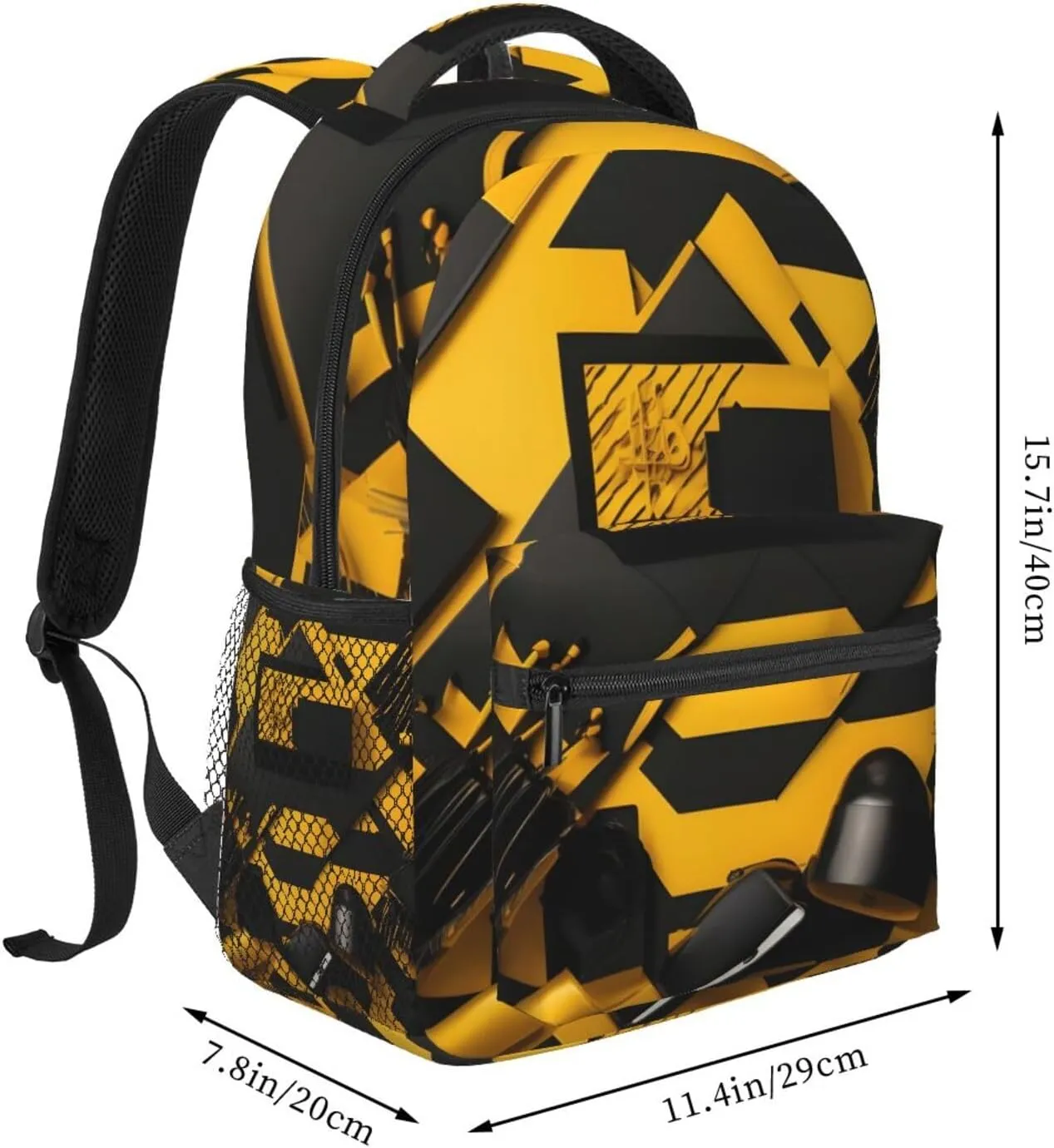 Mustard Yellow And Black Print Laptop Backpack Stylish Bookbag College Daypack Travel Business Work Bag For Men Women