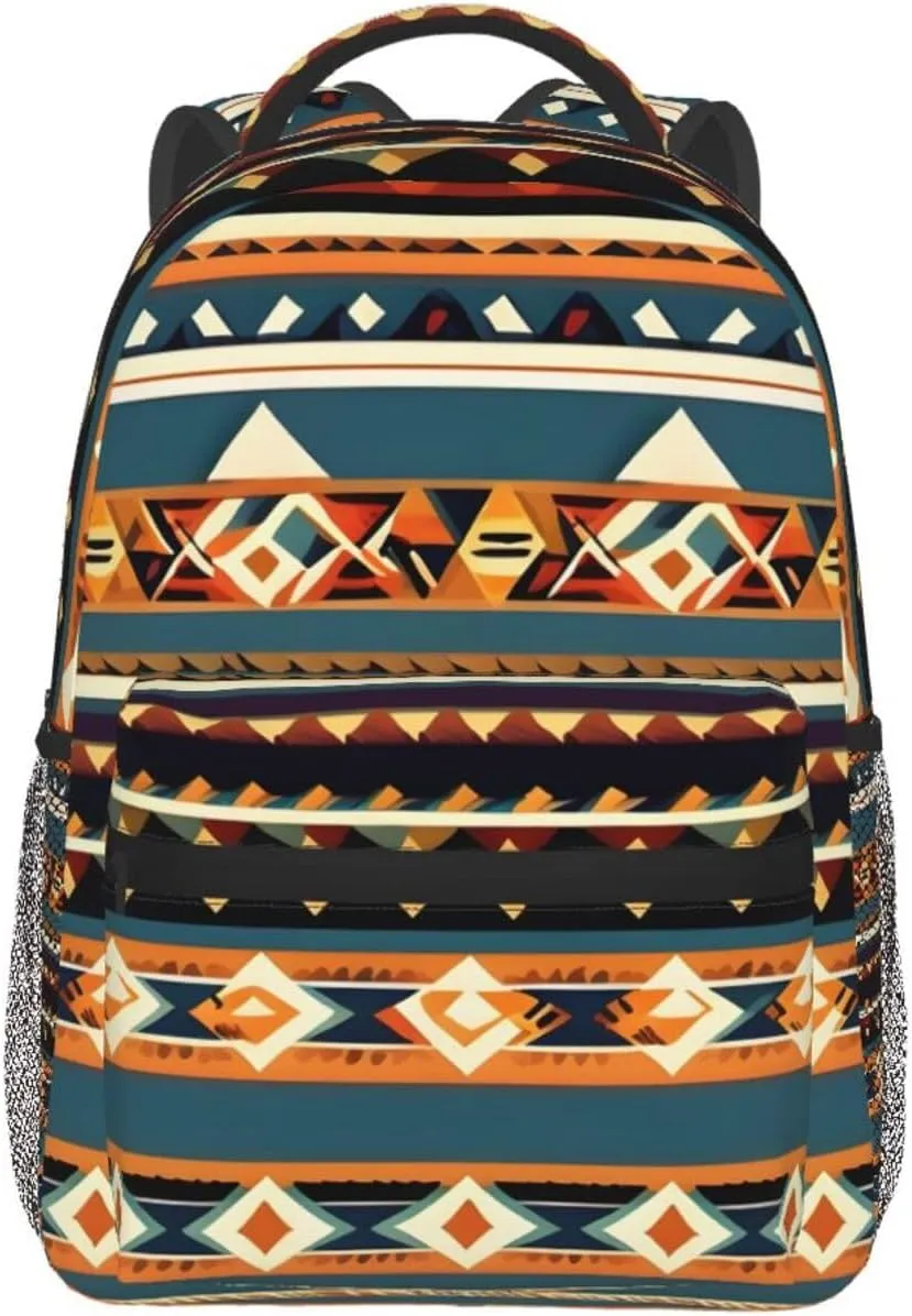 Native American Pattern Print Laptop Backpack Stylish Bookbag College Daypack Travel Business Work Bag For Men Women
