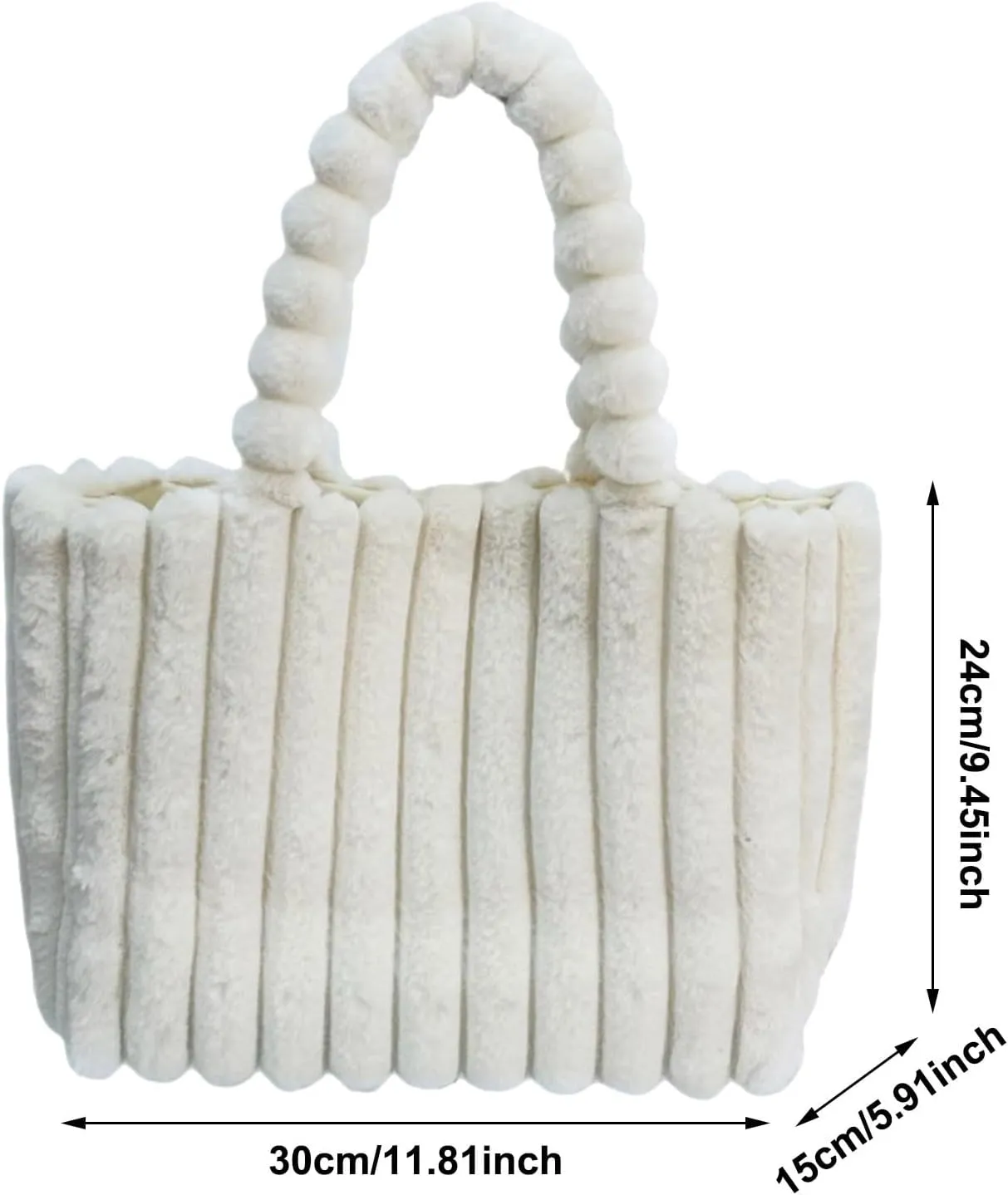 New Large Capacity Tote Bag High End Single Shoulder Furry Bag Shoulder Bags for Women (Khaki, One Size)
