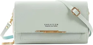 New Women's Wallet Korean Multifunctional Shoulder Bags Medium Long Clutch Bags Purse Bag for Men (Green, One Size)