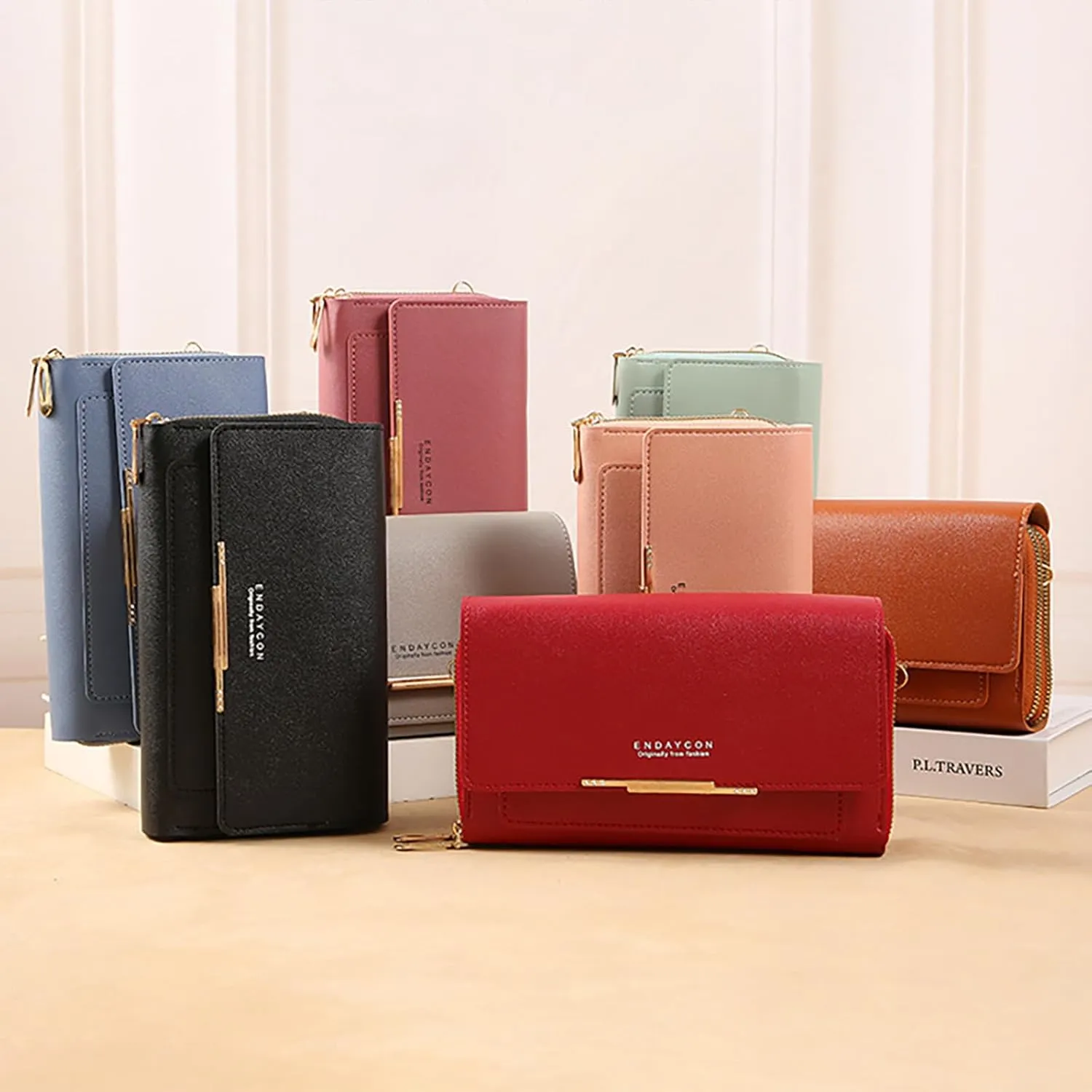 New Women's Wallet Korean Multifunctional Shoulder Bags Medium Long Clutch Bags Purse Bag for Men (Green, One Size)